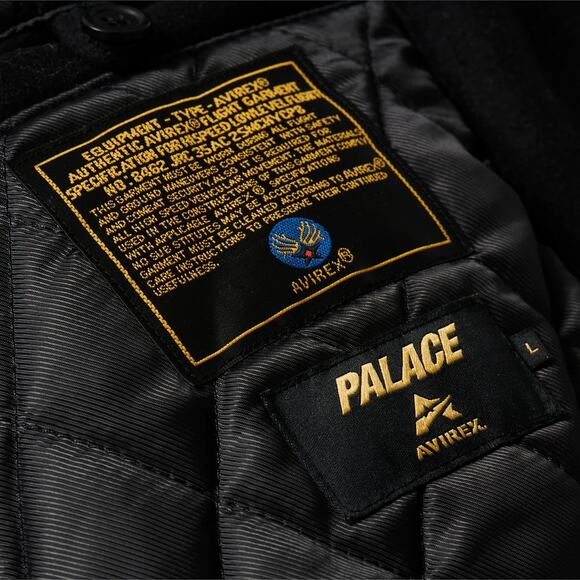 Palace x Avirex Jacket Black Leather Size Large - Picture 8 of 8